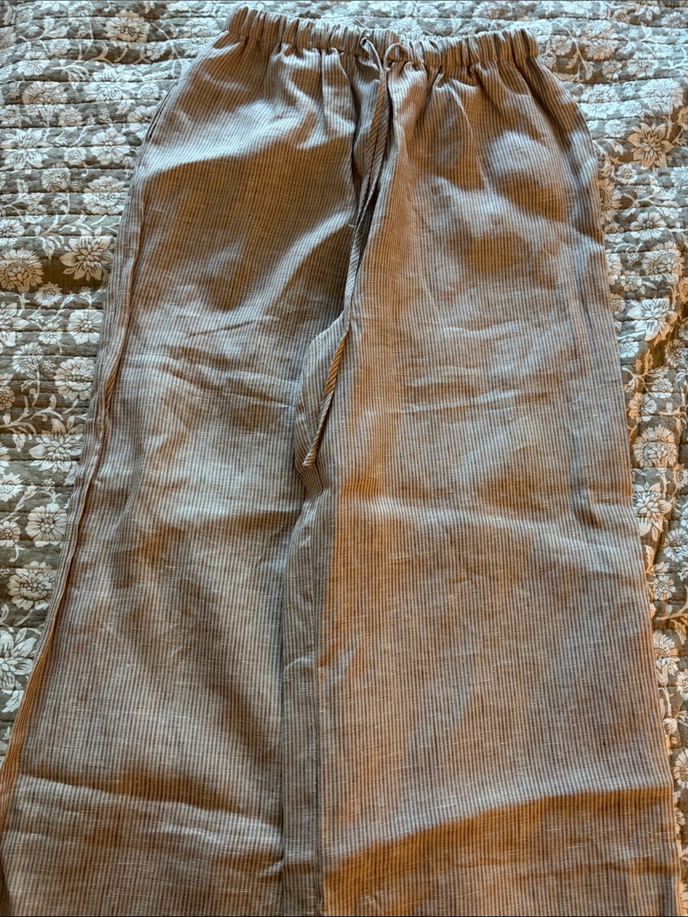 Women's Straight-Leg Corduroy Pants in Taupe - Elastic Waist